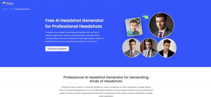 Fotor AI Headshot Generator
